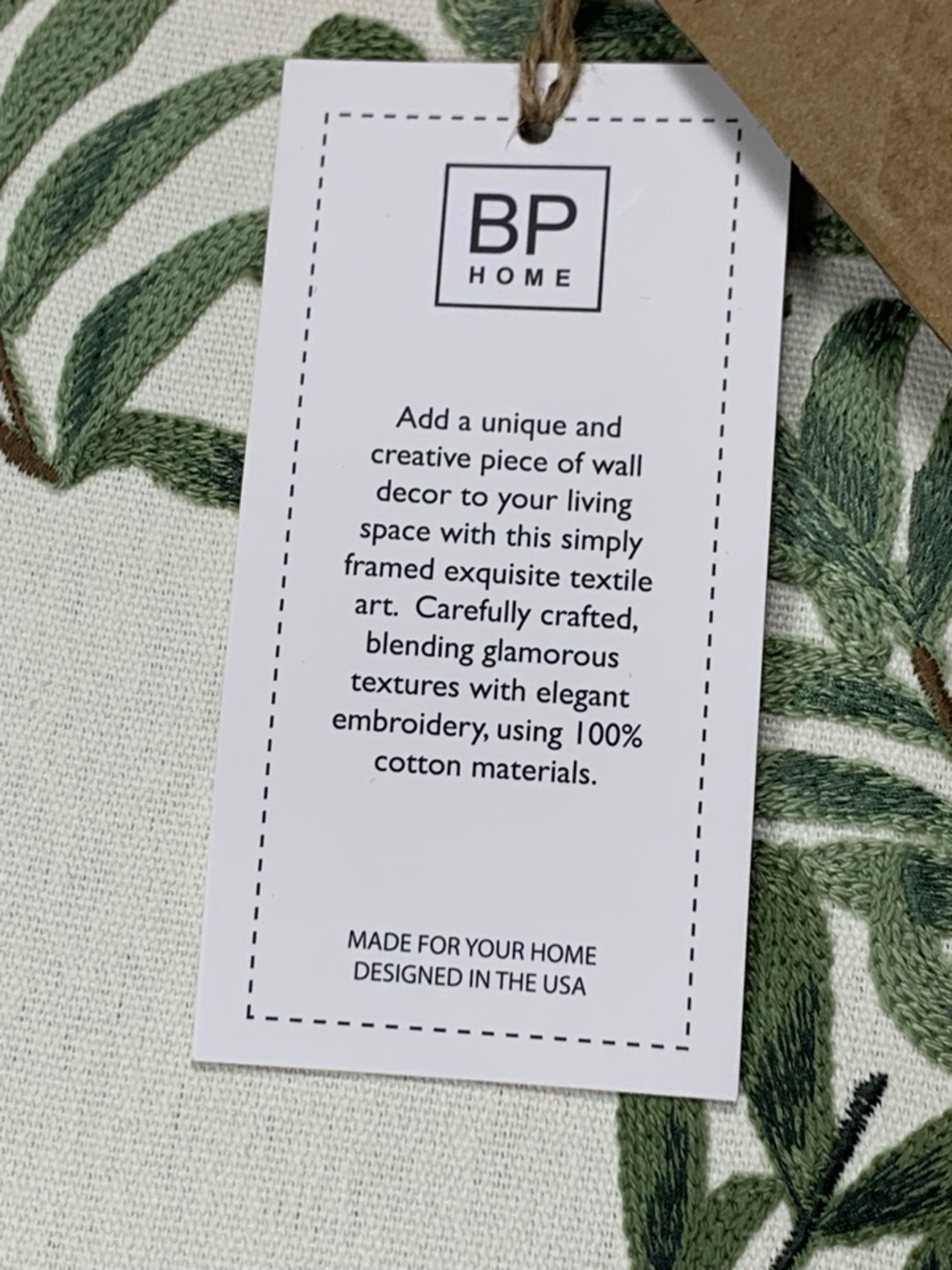 BP Home Embroidered Textile Wall Art Botanical Floral 14.5x19 NEW NWT - Picture 6 of 10